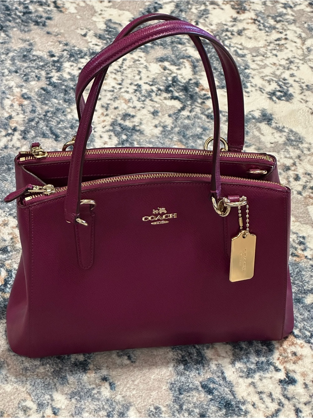 Coach Christie Magenta/Plum colored Satchel with Gold Hardware